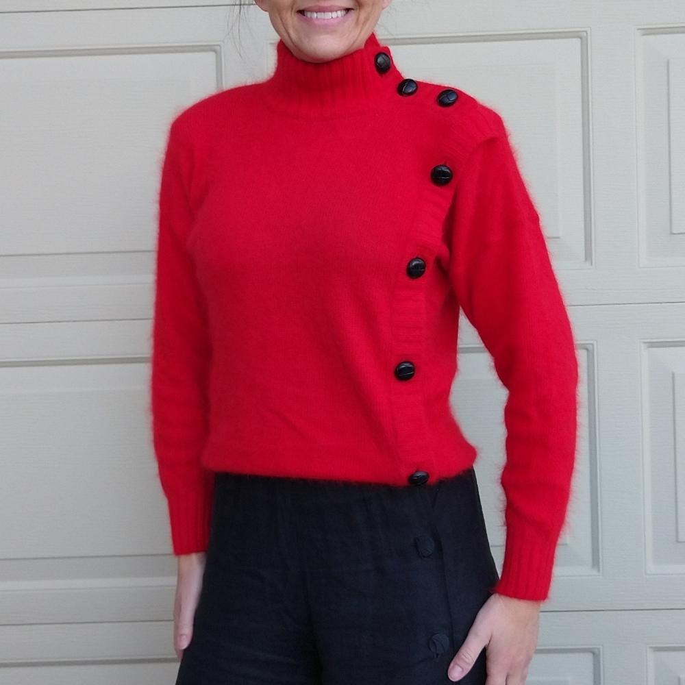 Red Angora I B Diffusion Turtleneck Sweater S - image 1